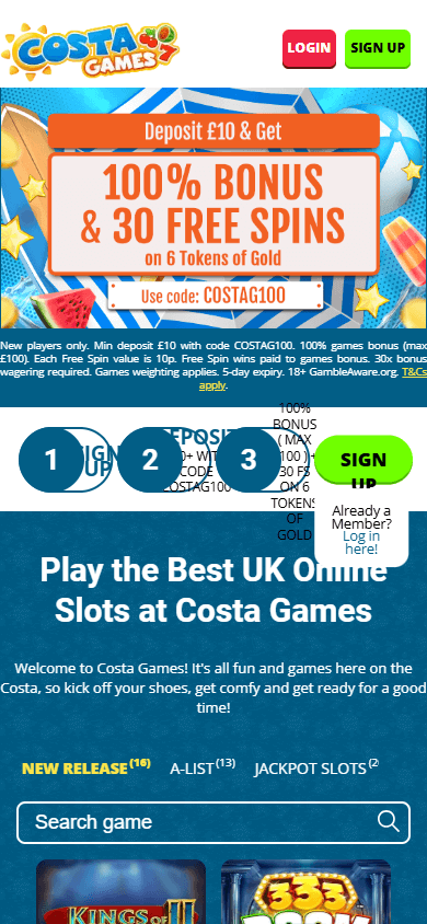 Costa Games Casino Mobile screenshot